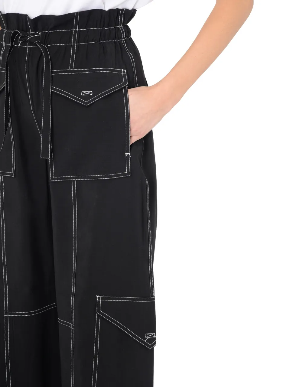Ganni Pantalon en viscose noire ultra légère