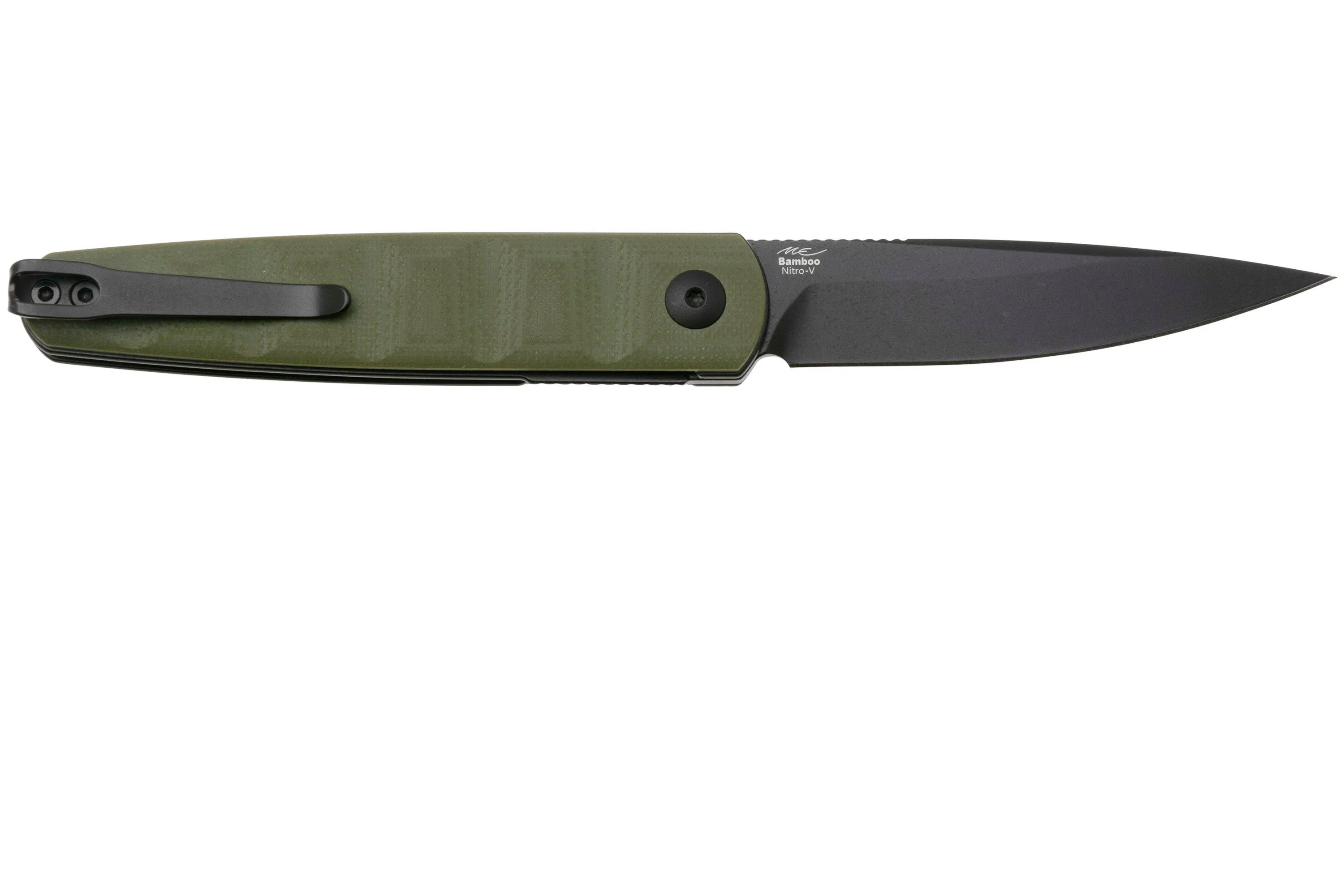 Kizer Bamboo V3722A2, Black Nitro-V, Olive Green G10 couteau de poche, Maksim Epifantsev design