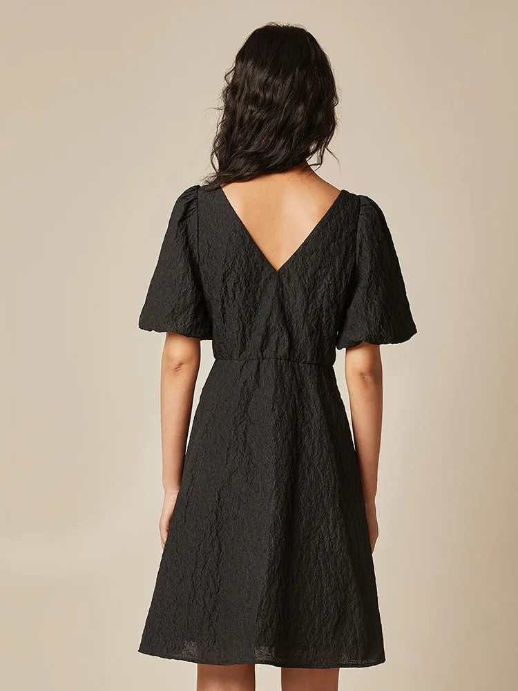 Mini-robe jacquard à nœud papillon détachable