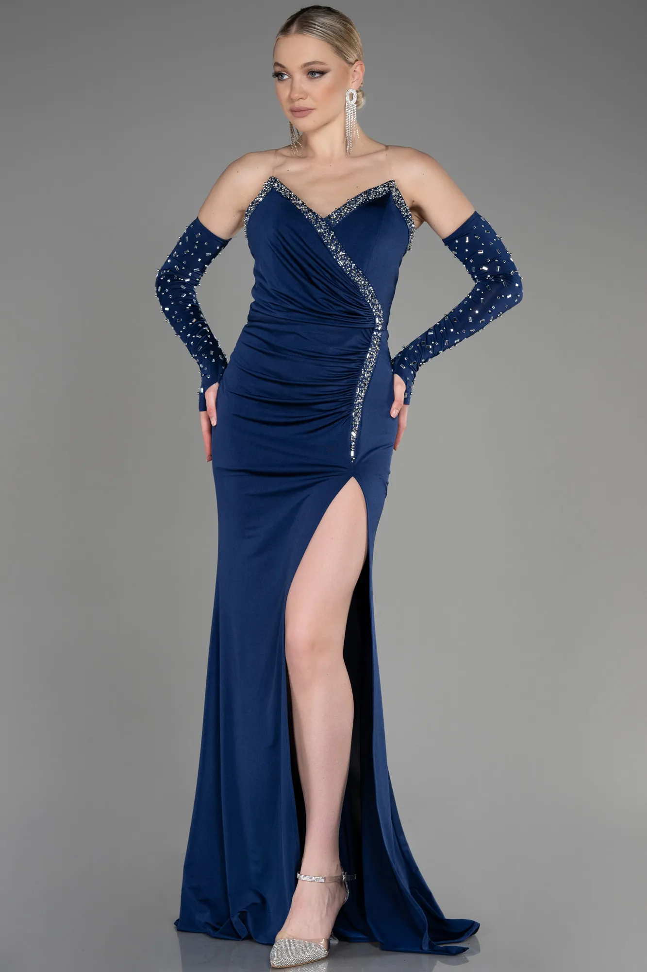 Robe de Soirée Longue Bleu Marine ABU3824