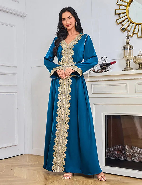 Robe en dentelle brodée abaya