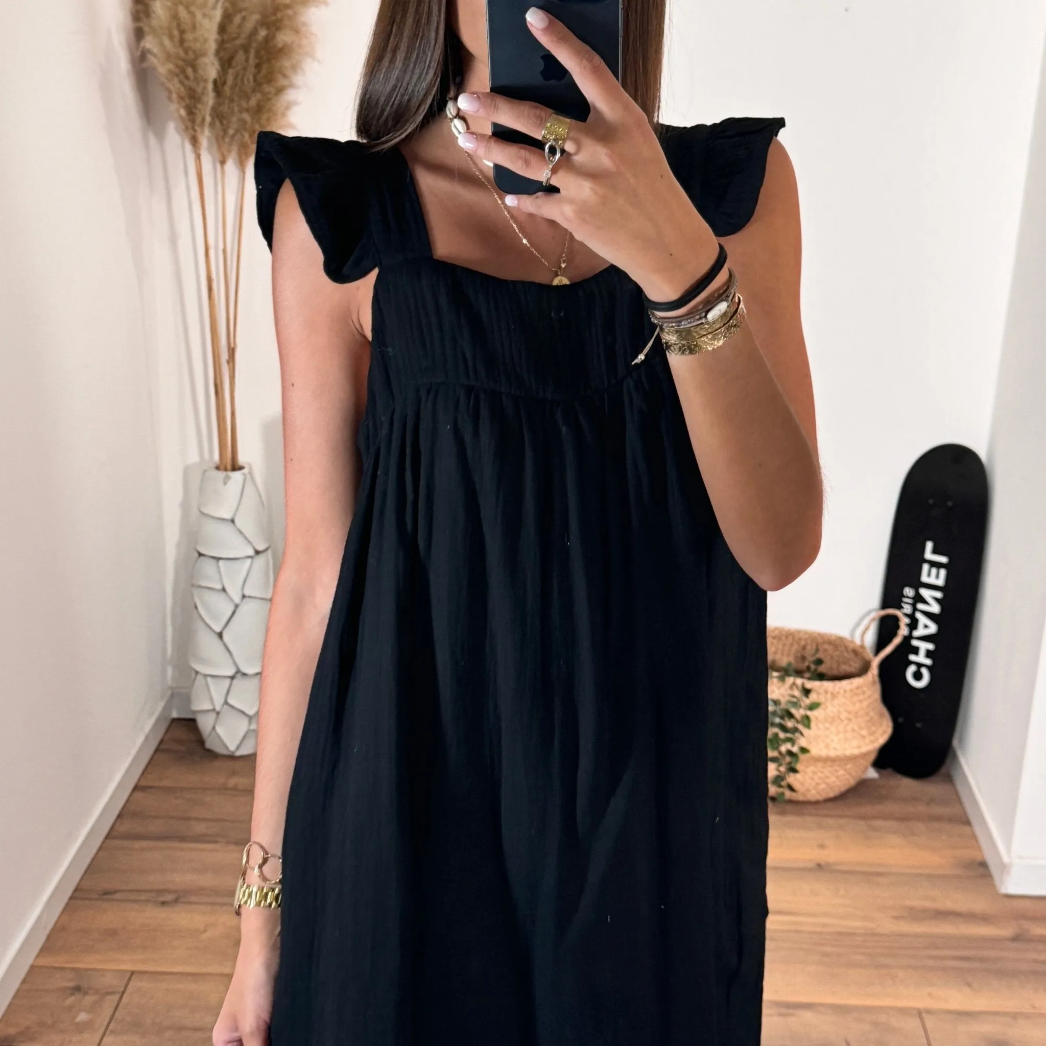 ROBE GAZE DE COTON NOIRE GIULIA