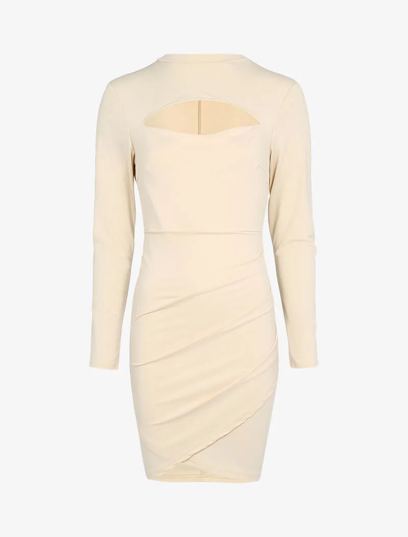 Robe stretch à découpe - beige