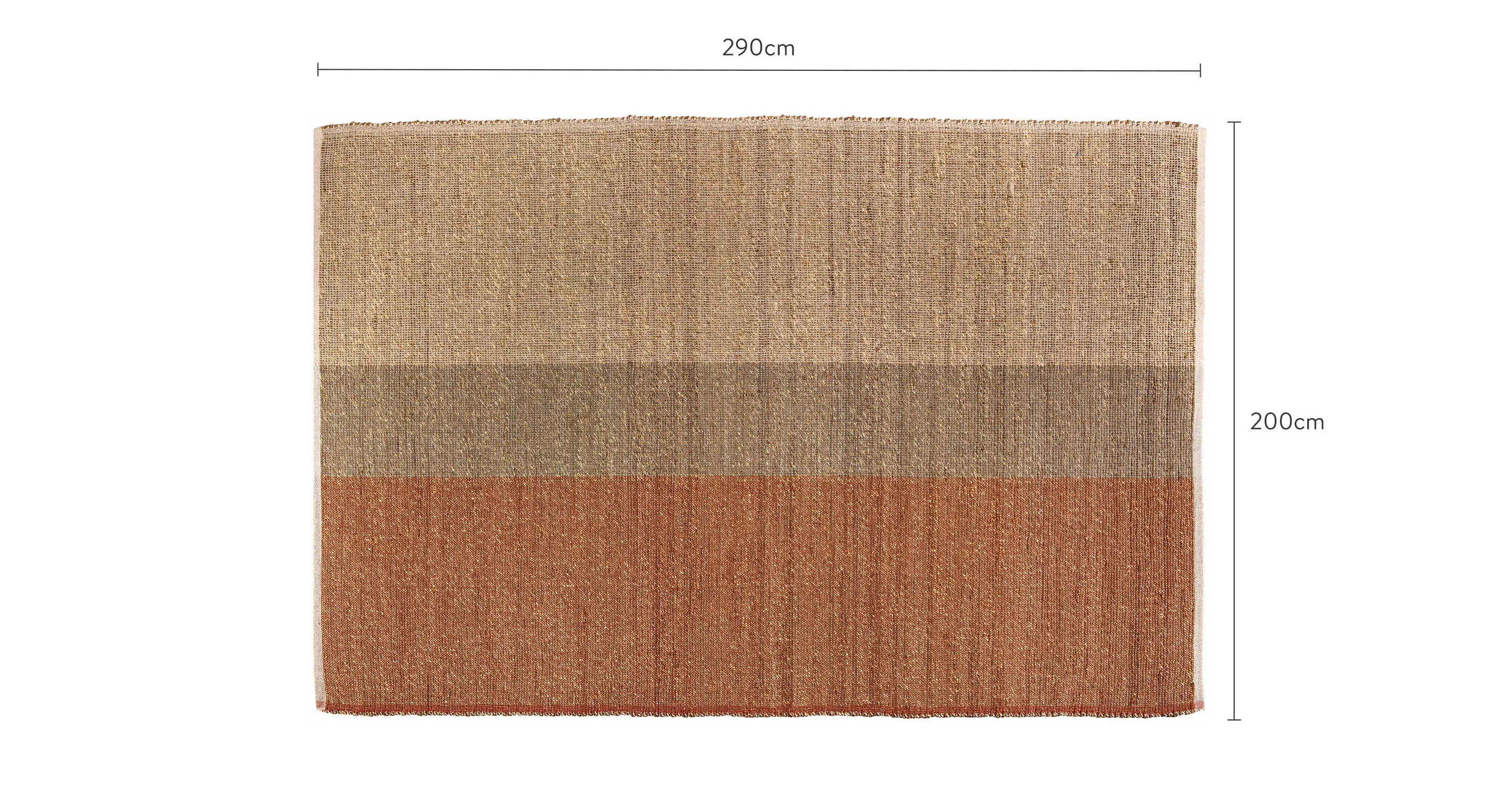 Tapis rectangulaire KARAN jonc de mer & coton terracotta 